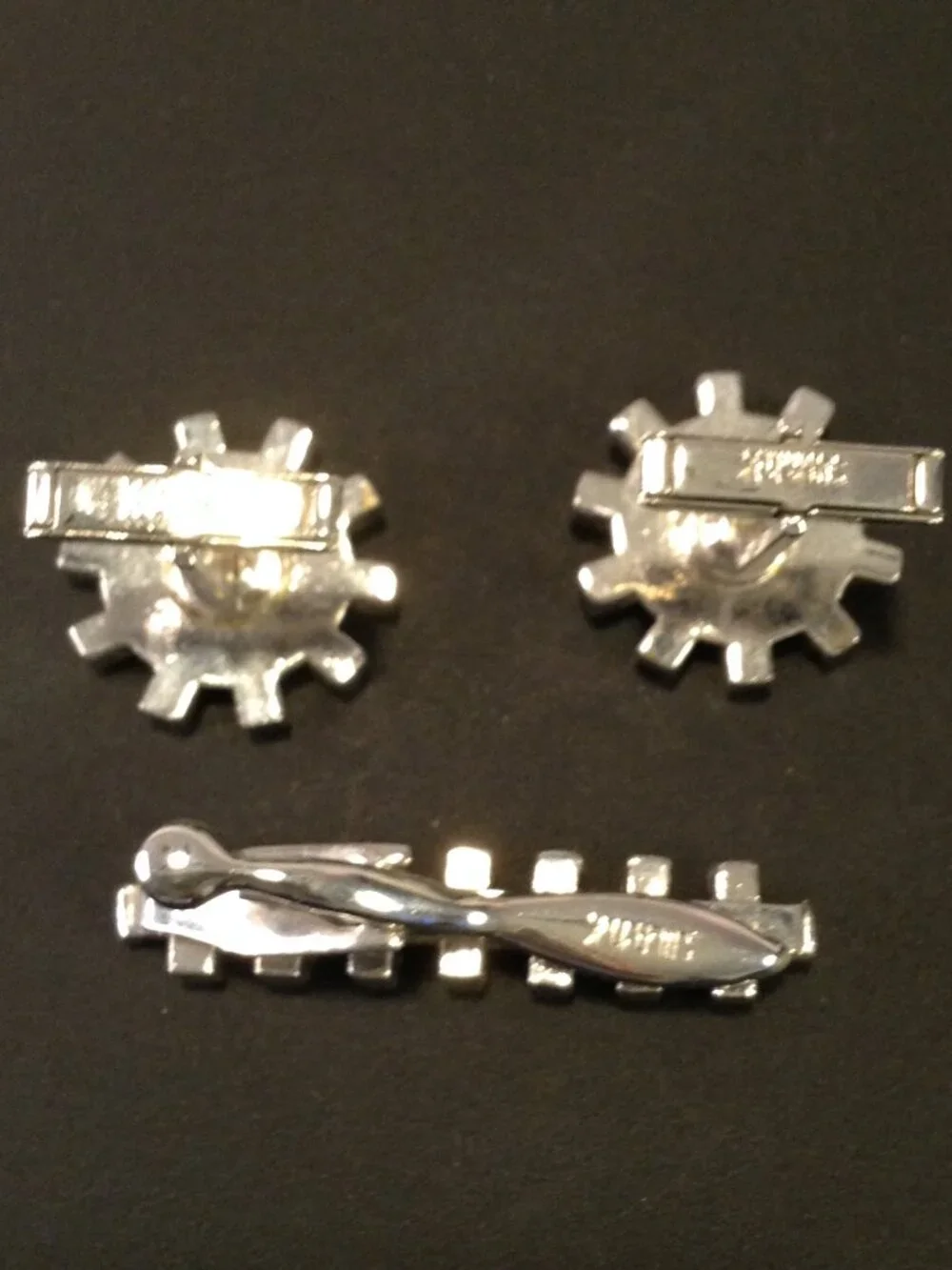 VTG Swank Unique Cuff Links/Tie Tack MCM Cool Avant Garde Atomic Age Sputnik